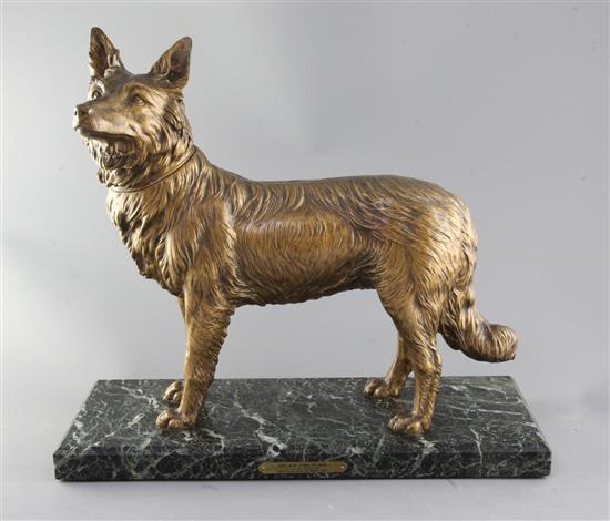Demetre. H. Chiparus (1886-1947). A gilt bronze model Chien Policier, width 18in.